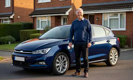 Car delivered to a driveway in Wigan, Greater Manchester, United Kingdom