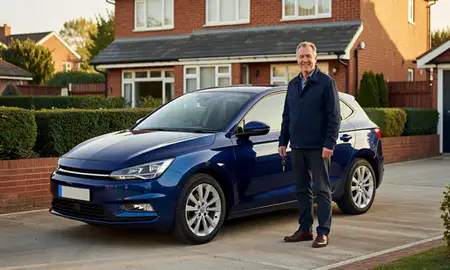 Car delivered to a driveway in Cwmbrân, Gwent, United Kingdom