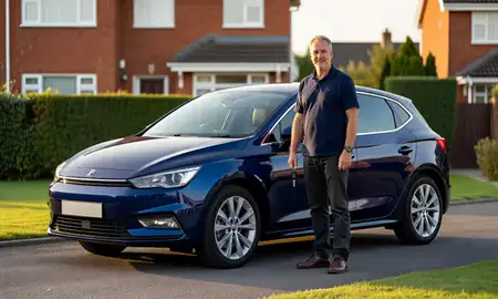 Car delivered to a driveway in Newport, Gwent, United Kingdom