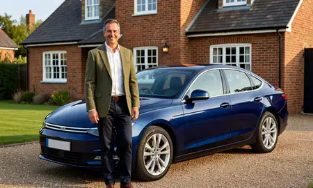 Customer with their delivered car in Hampshire, United Kingdom