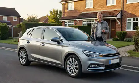 Car delivered to a driveway in Andover, Hampshire, United Kingdom