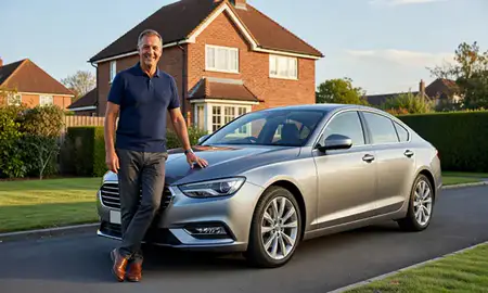Customer with their delivered car in Basingstoke, Hampshire, United Kingdom