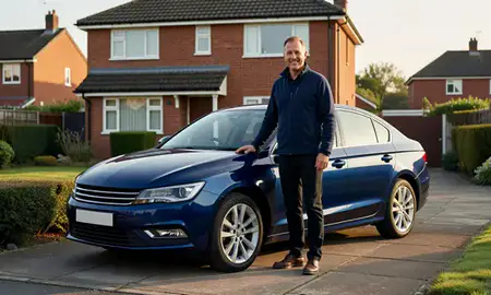 Customer with their delivered car in Fleet, Hampshire, United Kingdom