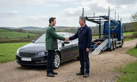 Vehicle owner beside their delivered car in Herefordshire, United Kingdom
