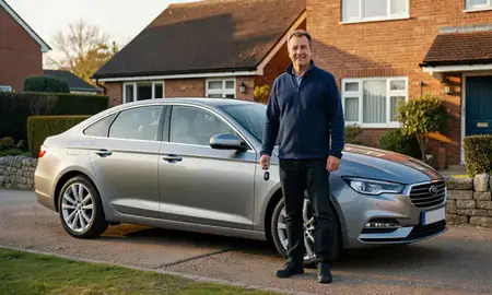 Car delivered to a driveway in Hertfordshire, United Kingdom
