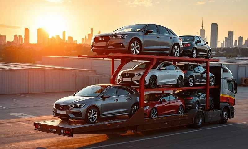 Car transporter in Borehamwood, Hertfordshire