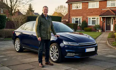 Customer with their delivered car in Cheshunt, Hertfordshire, United Kingdom