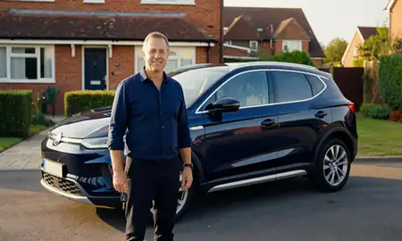 Car delivered to a driveway in Cheshunt, Hertfordshire, United Kingdom