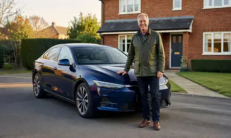 Customer with their delivered car in Hatfield, Hertfordshire, United Kingdom