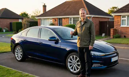 Car delivered to a driveway in Hatfield, Hertfordshire, United Kingdom