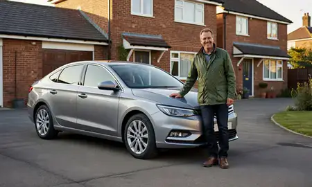 Customer with their delivered car in Hoddesdon, Hertfordshire, United Kingdom