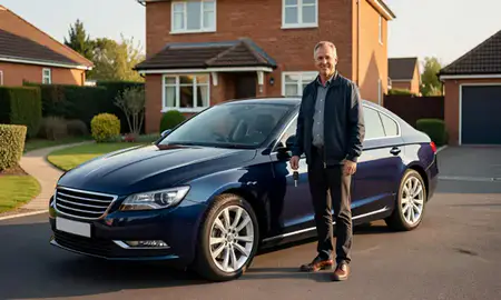Car delivered to a driveway in St Albans, Hertfordshire, United Kingdom
