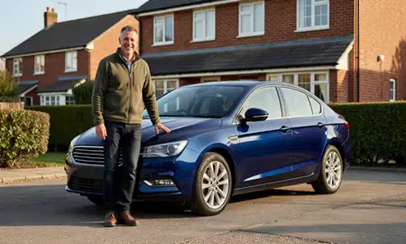 Customer with their delivered car in Watford, Hertfordshire, United Kingdom