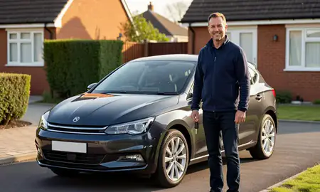 Car delivered to a driveway in Watford, Hertfordshire, United Kingdom