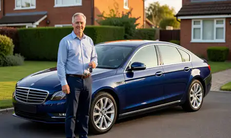 Car delivered to a driveway in Welwyn Garden City, Hertfordshire, United Kingdom