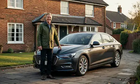 Customer with their delivered car in Hertfordshrie, United Kingdom