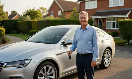 Car delivered to a driveway in Hertfordshrie, United Kingdom
