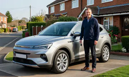 Car delivered to a driveway in Stevenage, Hertfordshrie, United Kingdom