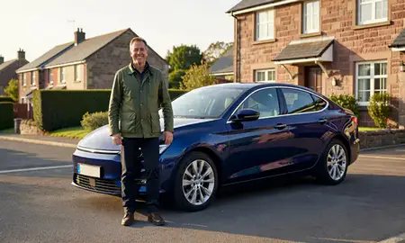 Customer with their delivered car in Inverclyde, United Kingdom