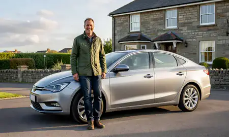 Customer with their delivered car in Greenock, Inverclyde, United Kingdom