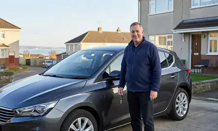 Car delivered to a driveway in Greenock, Inverclyde, United Kingdom
