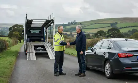 Vehicle owner beside their delivered car in Kent, United Kingdom