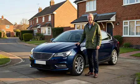 Customer with their delivered car in Chatham, Kent, United Kingdom