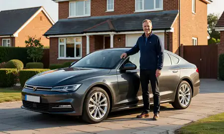 Customer with their delivered car in Herne Bay, Kent, United Kingdom