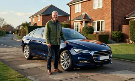 Customer with their delivered car in Margate, Kent, United Kingdom