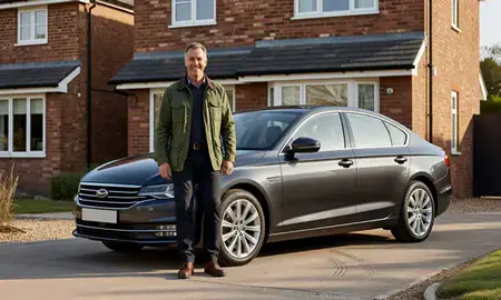 Customer with their delivered car in Rochester, Kent, United Kingdom