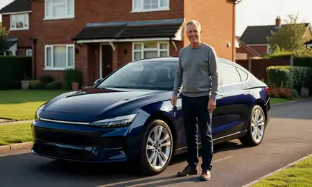 Car delivered to a driveway in Royal Tunbridge Wells, Kent, United Kingdom