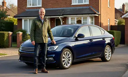 Customer with their delivered car in Sittingbourne, Kent, United Kingdom