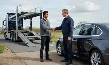 Vehicle owner beside their delivered car in Tonbridge, Kent, United Kingdom