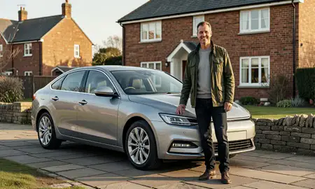 Customer with their delivered car in Lancashire, United Kingdom
