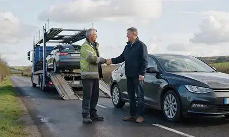 Vehicle owner beside their delivered car in Lancashire, United Kingdom