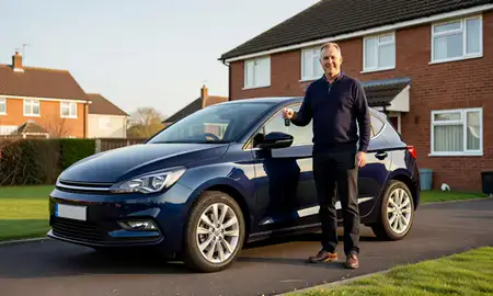 Car delivered to a driveway in Accrington, Lancashire, United Kingdom