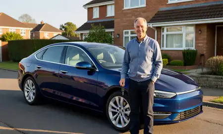 Car delivered to a driveway in Blackburn, Lancashire, United Kingdom