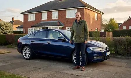Customer with their delivered car in Blackpool, Lancashire, United Kingdom