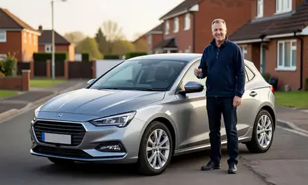 Car delivered to a driveway in Burnley, Lancashire, United Kingdom