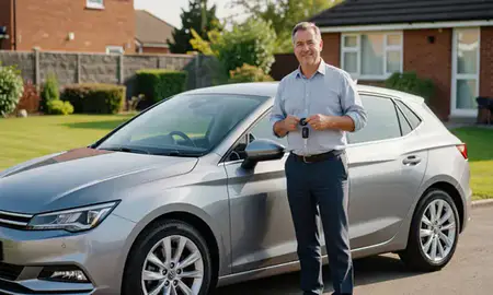 Car delivered to a driveway in Chorley, Lancashire, United Kingdom