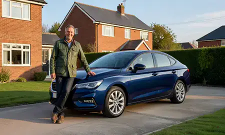 Customer with their delivered car in Fulwood, Lancashire, United Kingdom