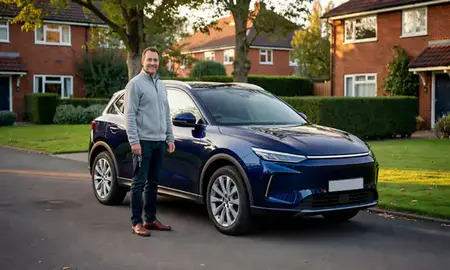 Car delivered to a driveway in Fulwood, Lancashire, United Kingdom