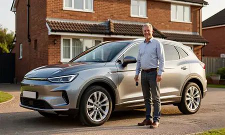 Car delivered to a driveway in Lancaster, Lancashire, United Kingdom