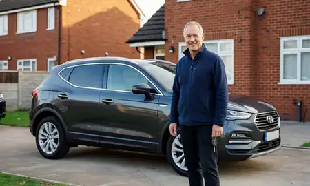 Car delivered to a driveway in Preston, Lancashire, United Kingdom