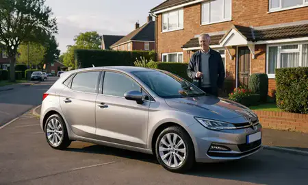 Car delivered to a driveway in Leicester, Leicestershire, United Kingdom