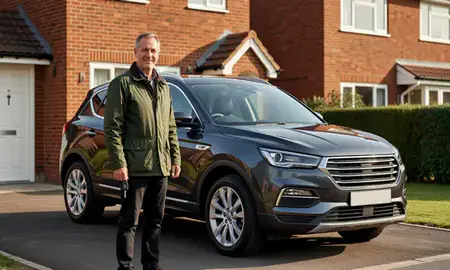 Car delivered to a driveway in Lincolnshire, United Kingdom