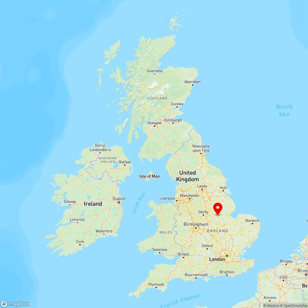 Map of Grantham, Lincolnshire, UK