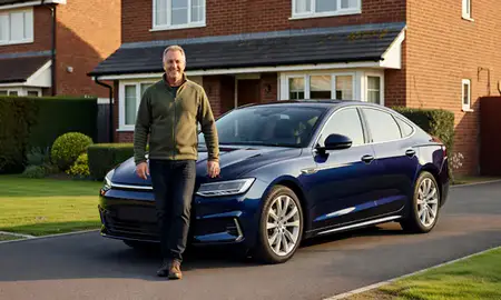 Customer with their delivered car in Lincoln, Lincolnshire, United Kingdom