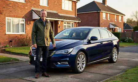 Customer with their delivered car in Scunthorpe, Lincolnshire, United Kingdom