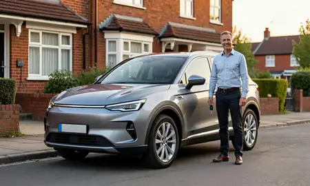 Car delivered to a driveway in London, United Kingdom